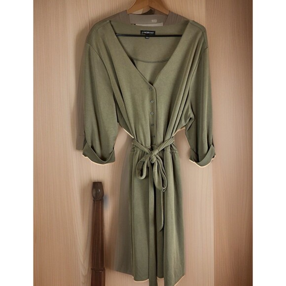 Lane Bryant Women’s Olive Green Tie Waist Dress 3/4 Sleeve Soft Size 22/24 - Picture 1 of 7